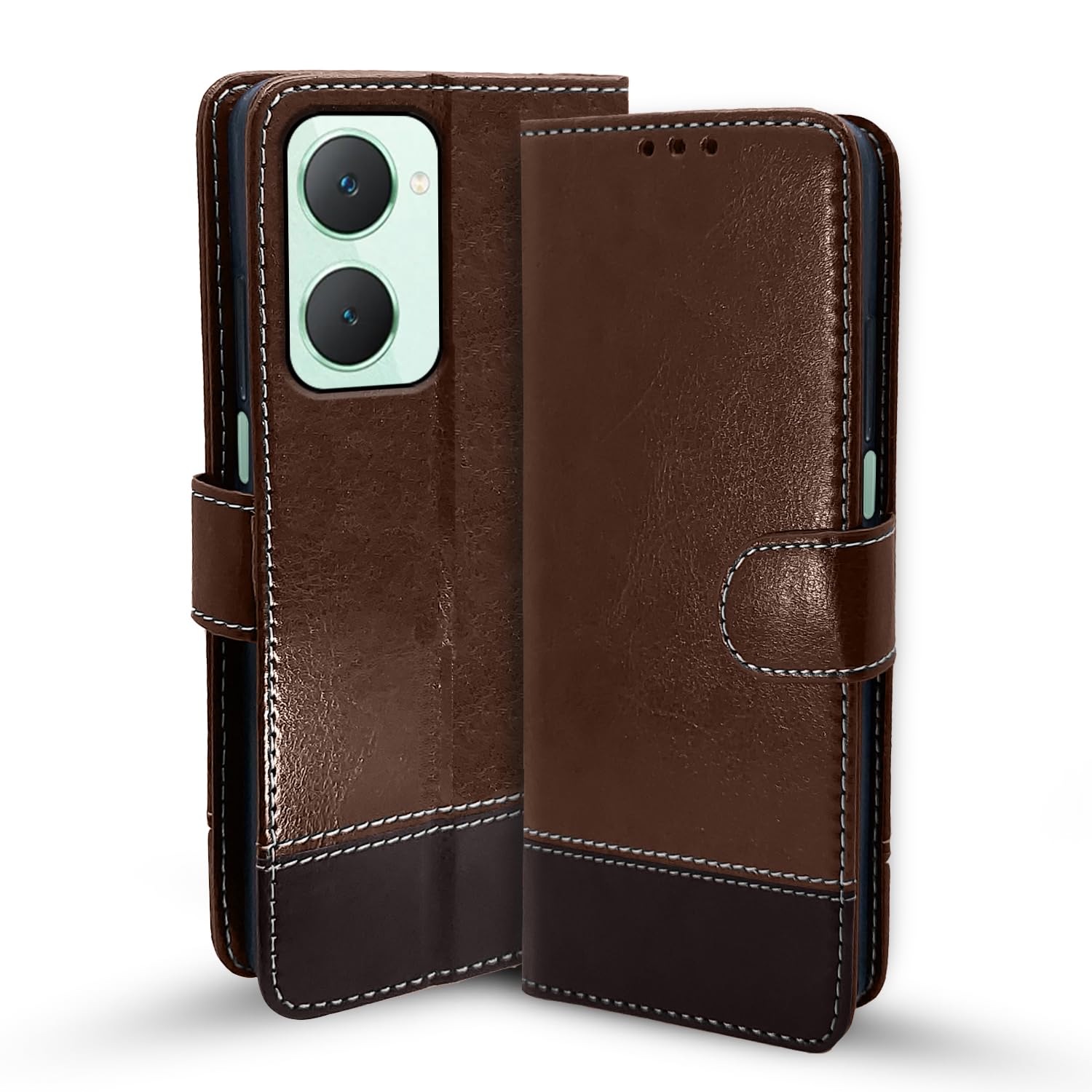 Pikkme brown & coffee Magnetic wallet flip cover for iQOO Z9 Lite 5G/Vivo T3 Lite 5G/Vivo Y18/Y18e/Y03