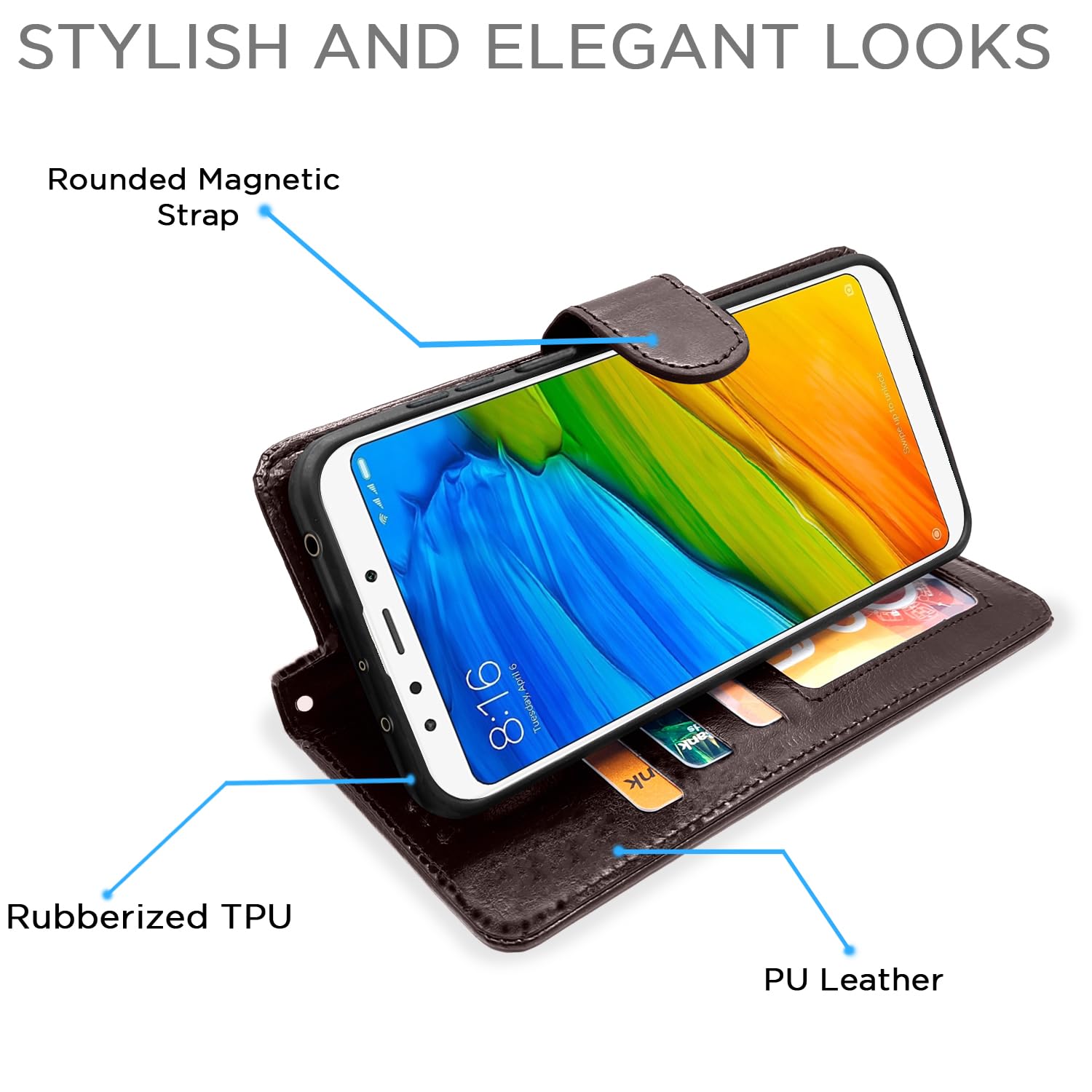 Pikkme Redmi 5 Wallet coffee flip case – photo 3