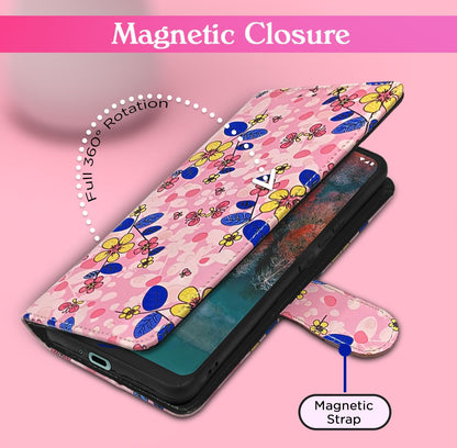 Nokia C12/C12 Pro Wallet flip cover in pink flower by Pikkme – photo 2