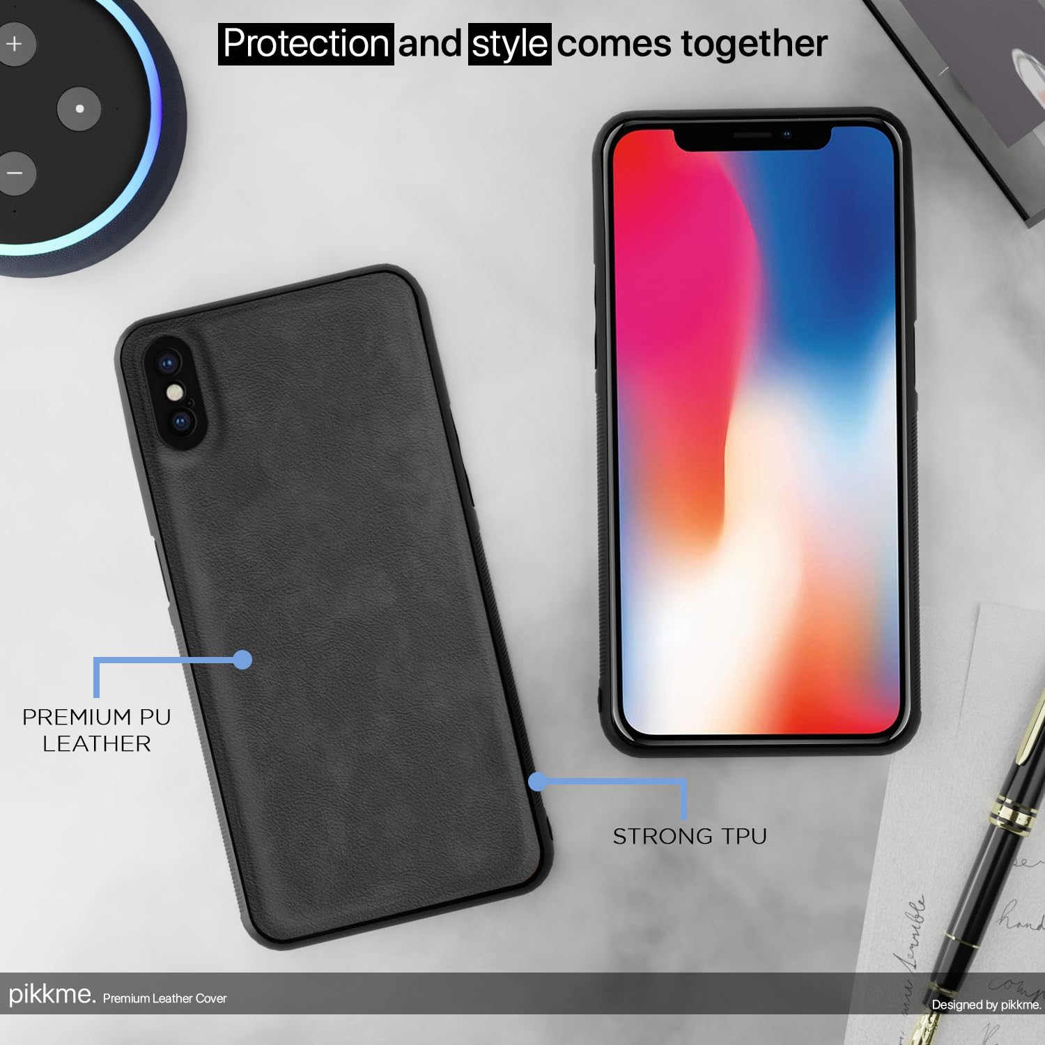 Pikkme grey Leather back cover for iPhone XS Max – photo 4