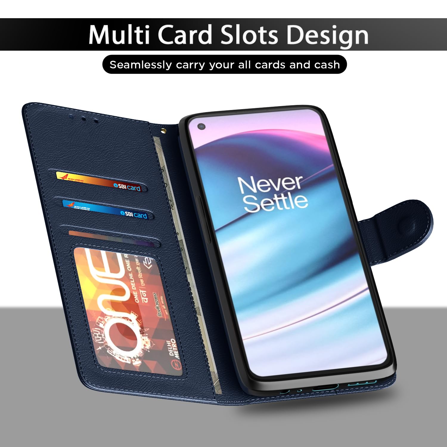 OnePlus Nord CE 5G Wallet mobile flip cover in blue by Pikkme – photo 5