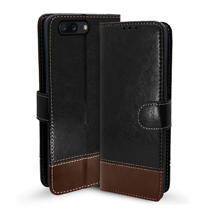OnePlus 5 Magnetic flip case in black & brown by Pikkme