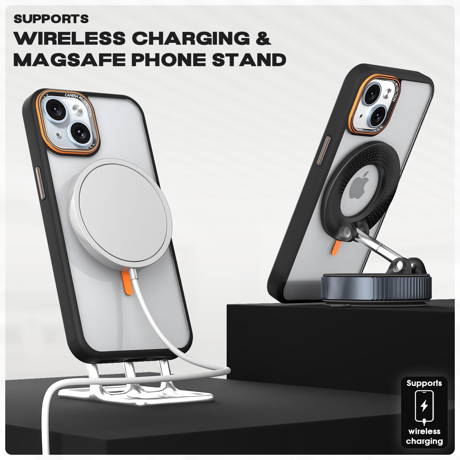 Pikkme black & orange mag-safe mobile cover for iPhone 15 – photo 5