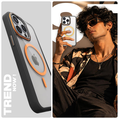 Black & orange mag-safe MagSafe back cover for iPhone 15 Pro – Pikkme – photo 7