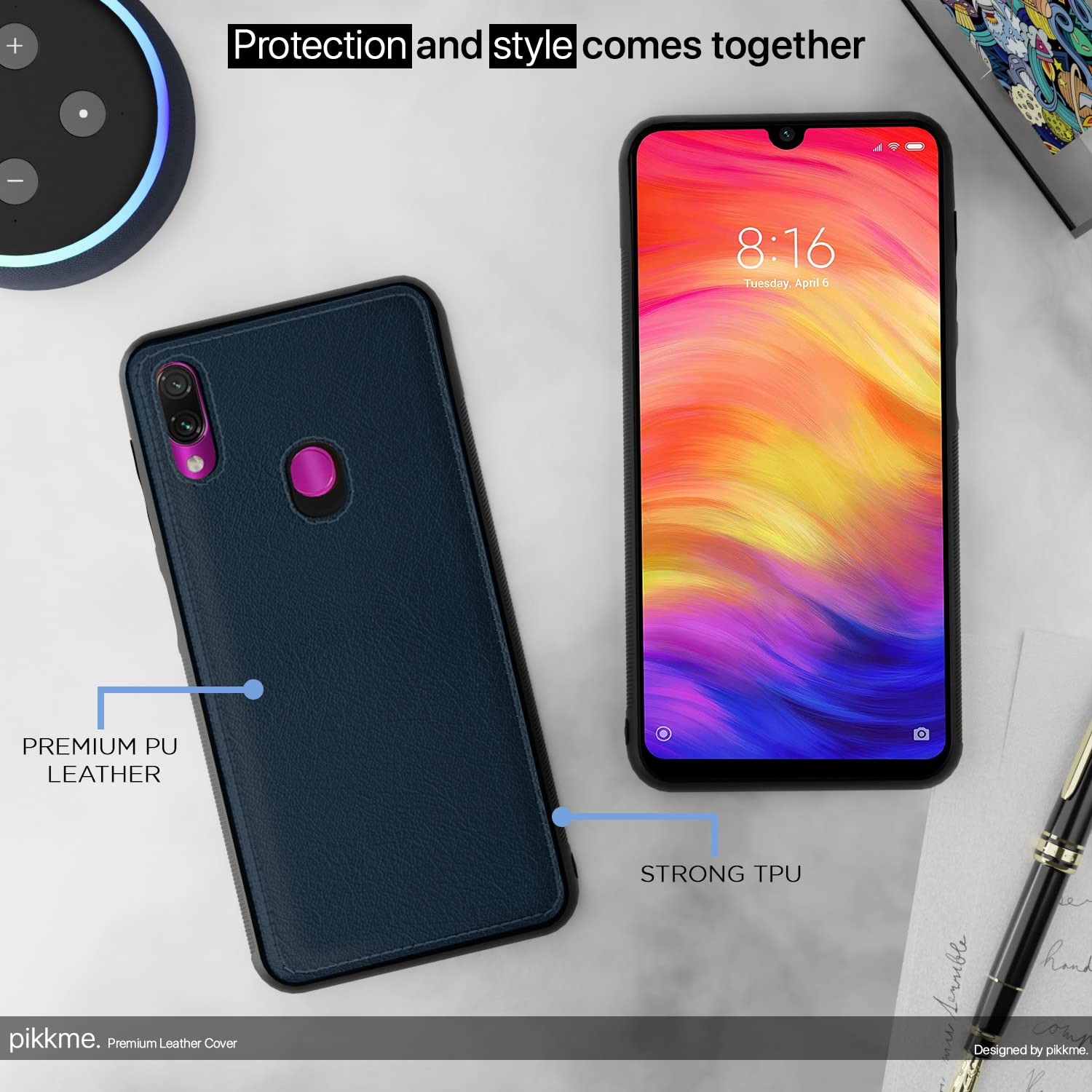 Pikkme Redmi Note 7 Pro/Note 7/Note 7S Leather blue back cover – photo 5