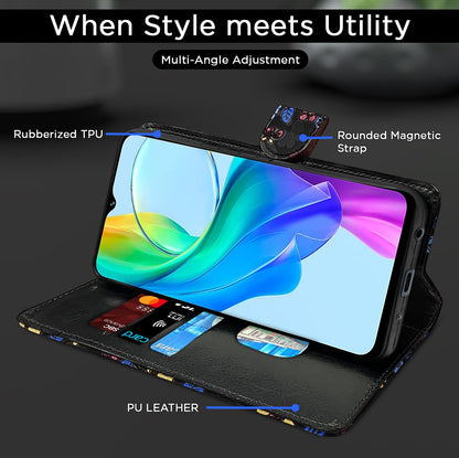 Black flower flip cover for Vivo Y03 4G – Pikkme – photo 5