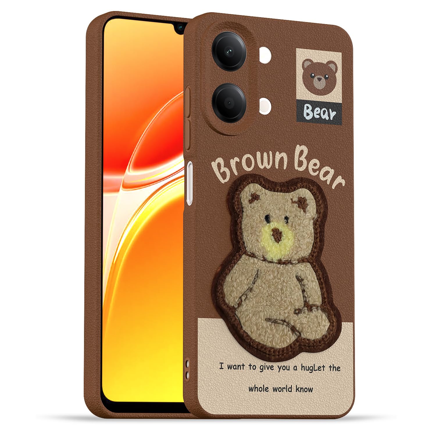 Pikkme brown Plush Patch phone cover for Vivo Y11 5G/Y21
