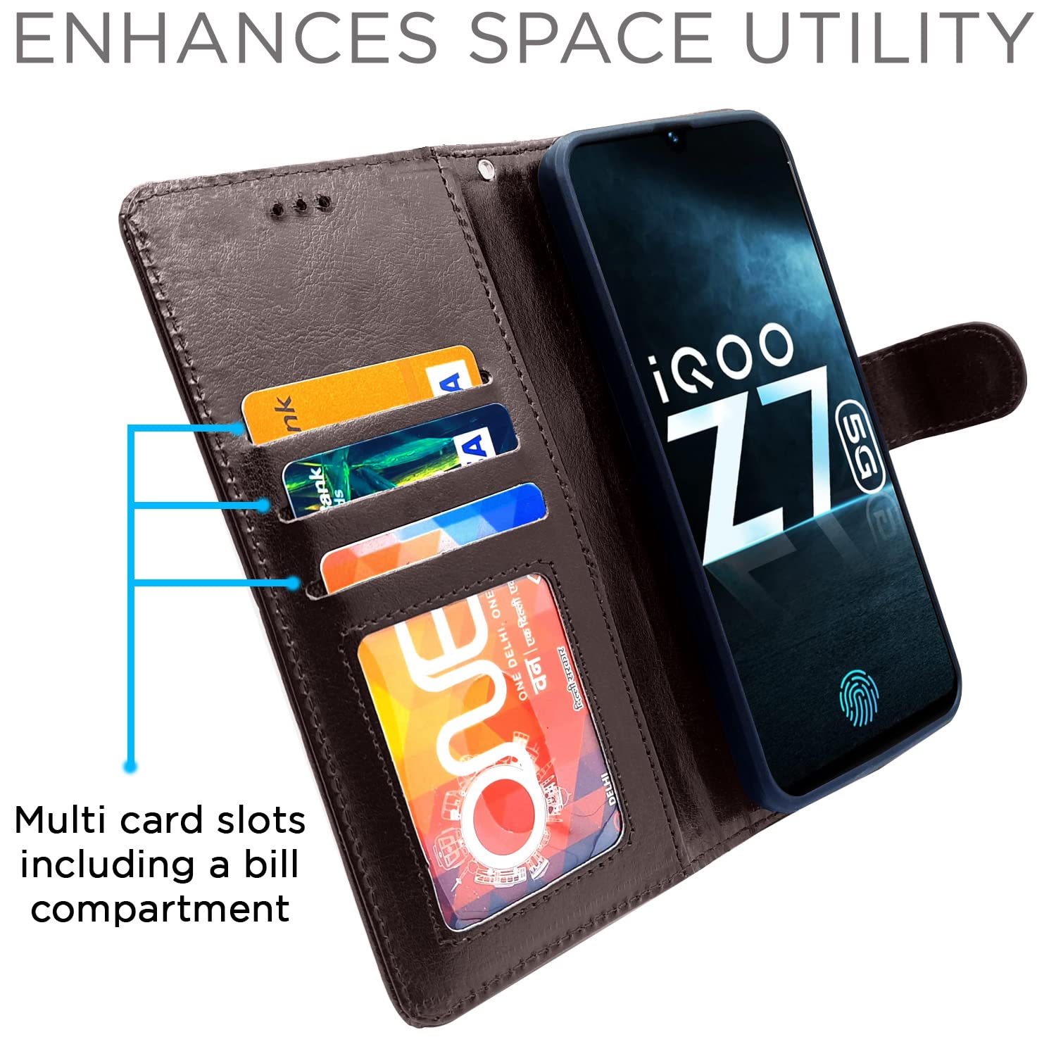 Pikkme iQOO Z7 5G / iQOO Z7s 5G Vintage Flip Cover | Coffee