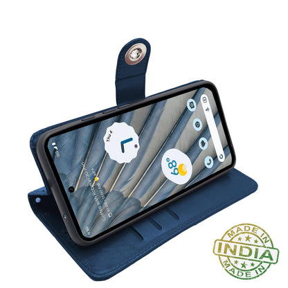 Pikkme blue Button wallet flip cover for Google Pixel 7A – photo 5