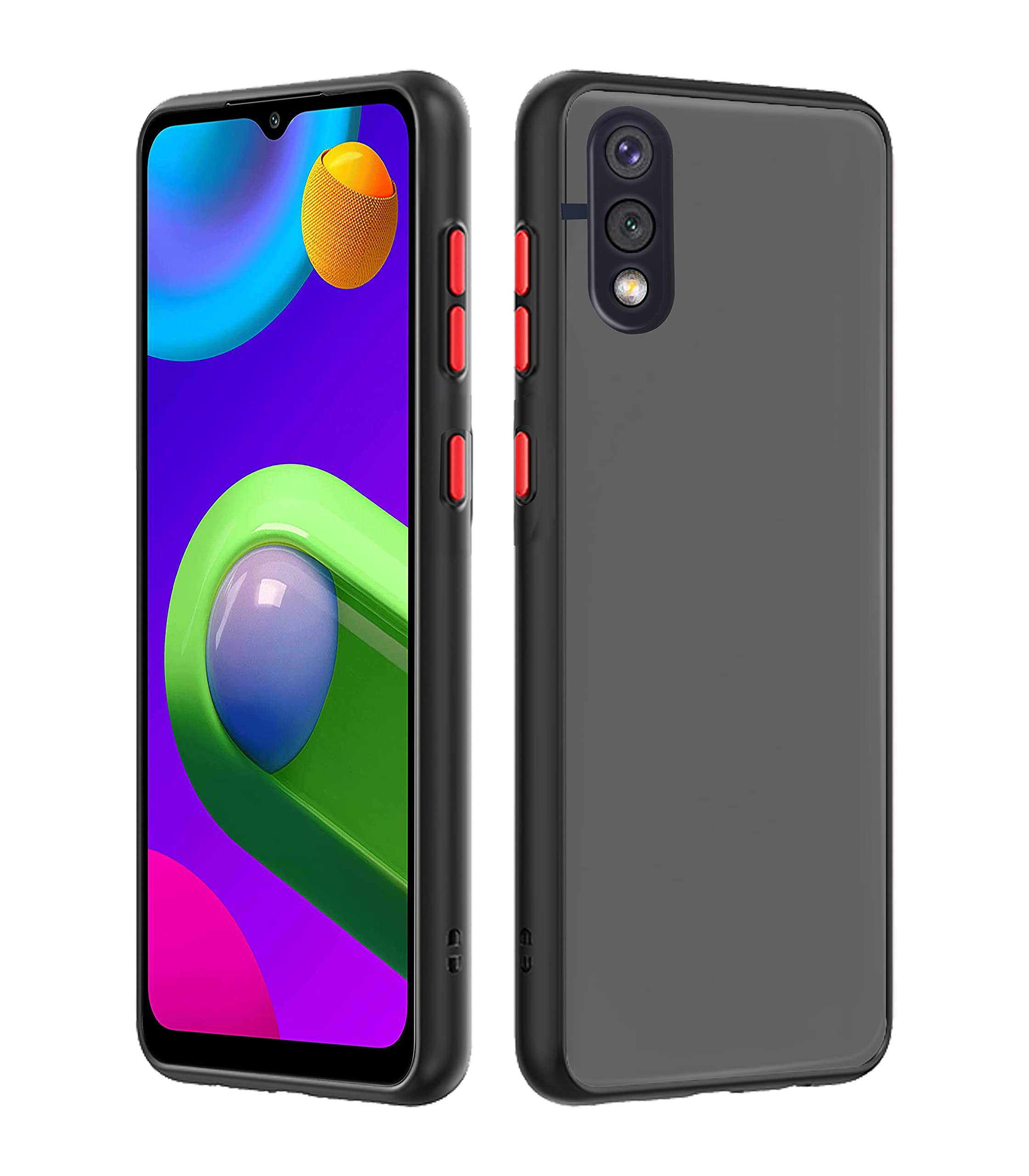 Black Hybrid mobile back cover for Samsung M02 – Pikkme
