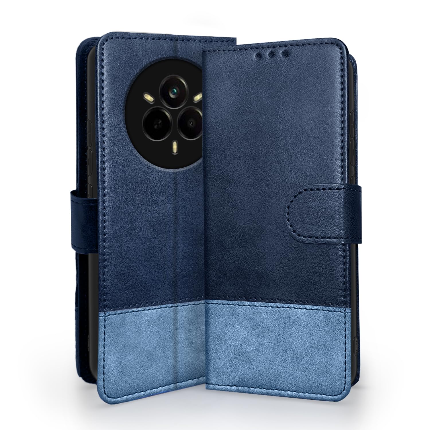 Pikkme navy & light blue mobile flip cover for Realme 14 Pro 5G