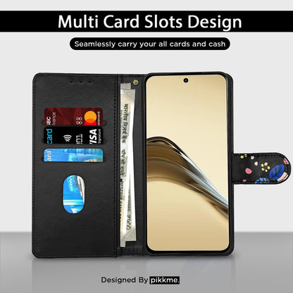 Black flower Wallet flip cover for Realme 13 Pro/13 Pro Plus 5G – Pikkme – photo 2
