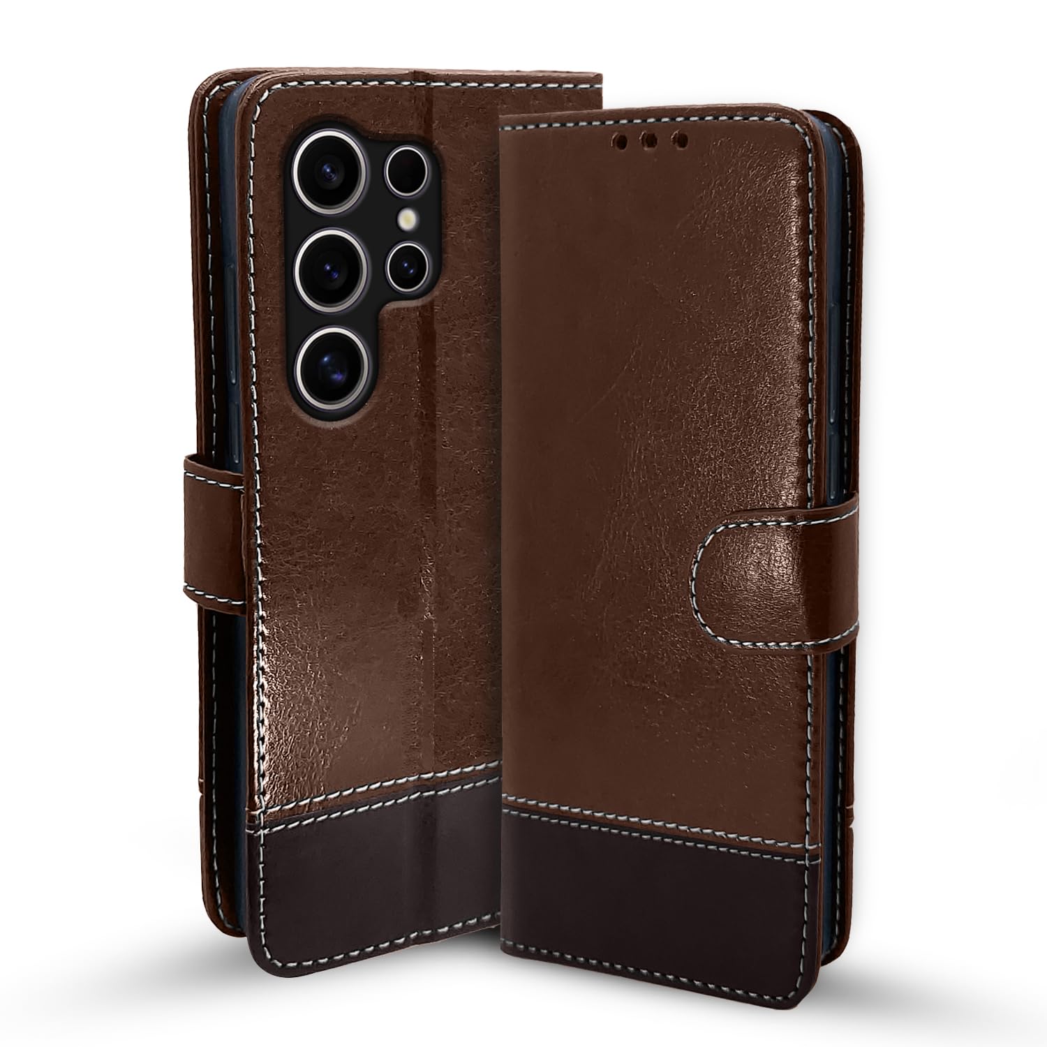 Samsung S24 Ultra 5G Magnetic flip cover in brown & coffee by Pikkme