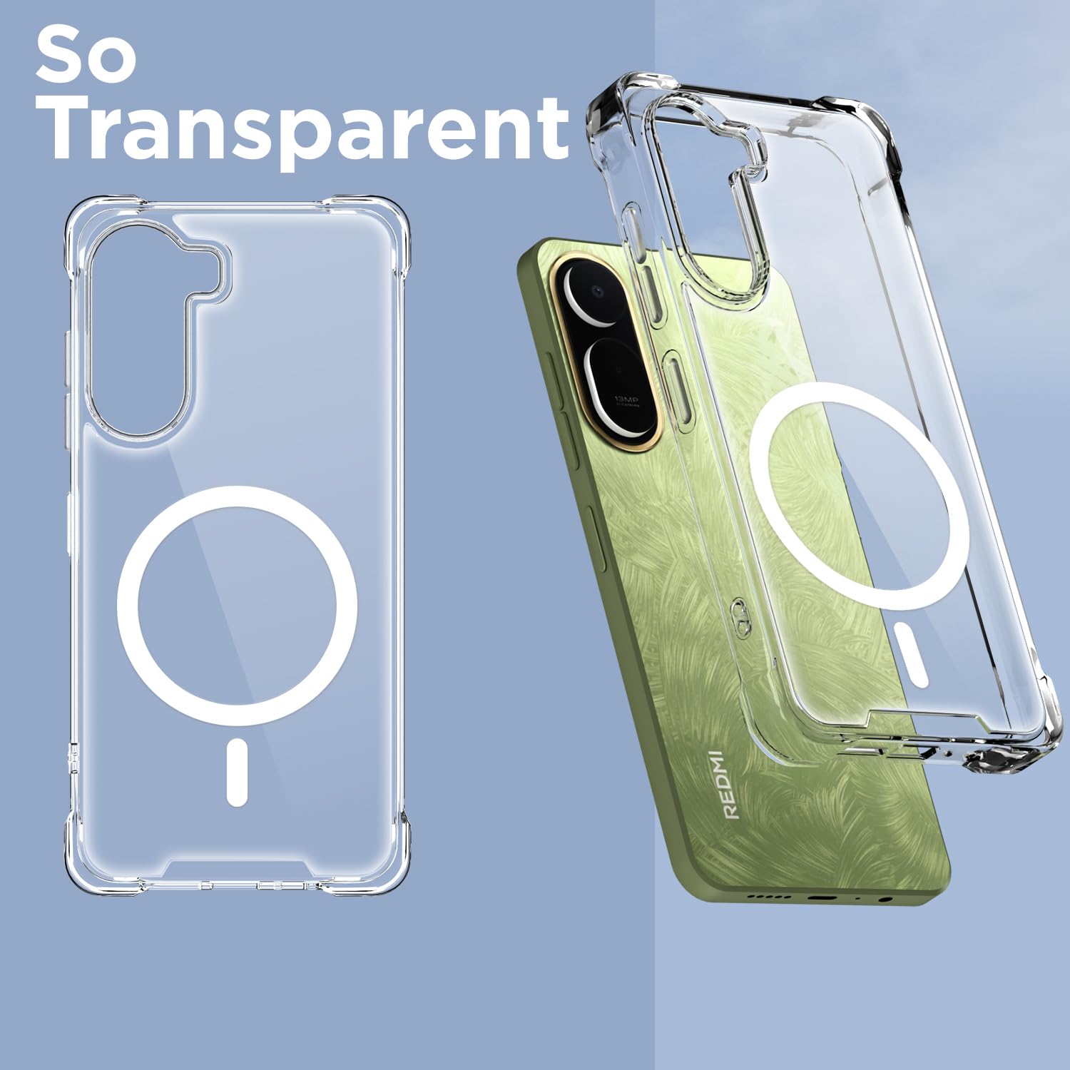 Transparent mag-safe phone cover for Redmi A7 Pro/Poco C85x 5G – Pikkme – photo 2