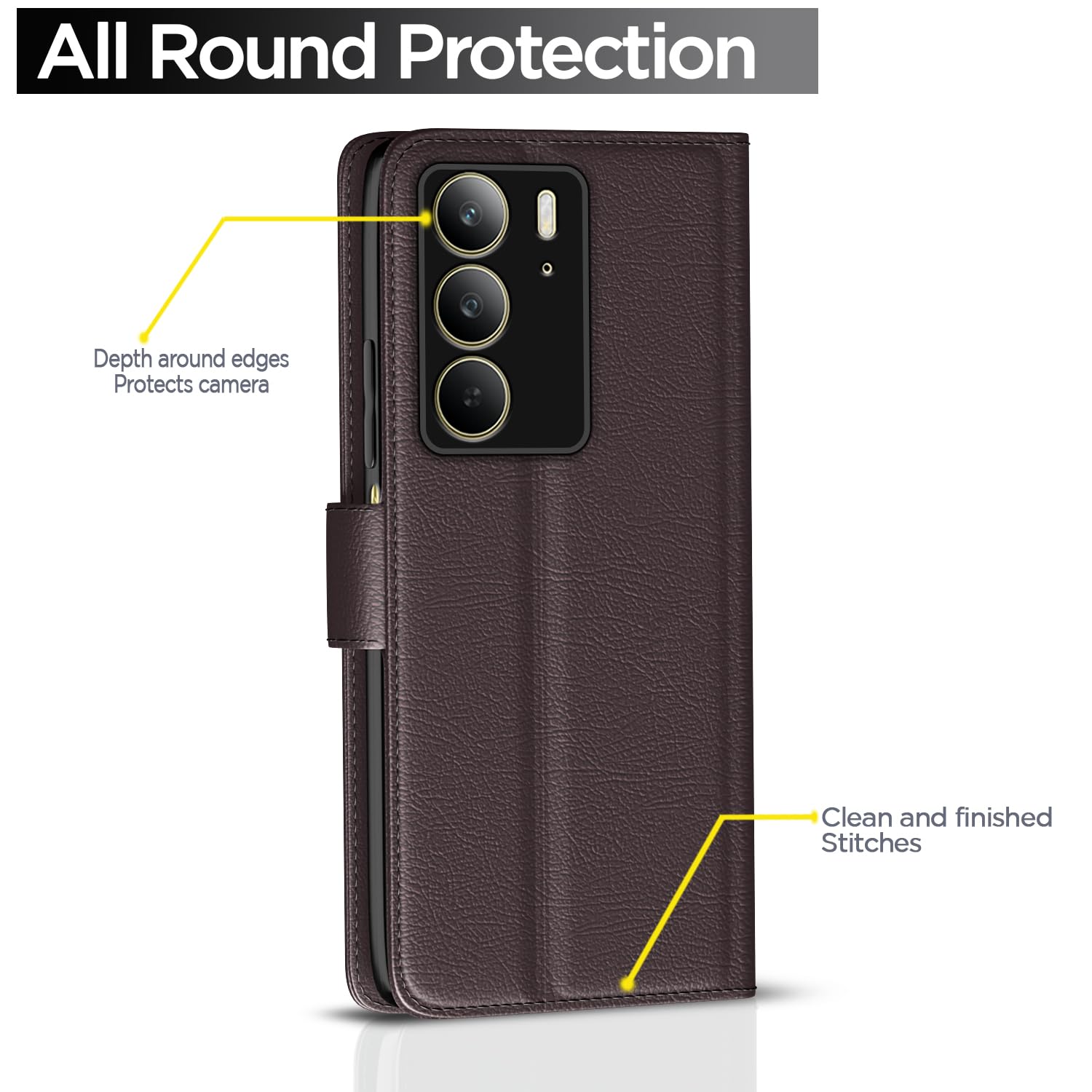 Pikkme Realme C75 coffee wallet flip cover – photo 4