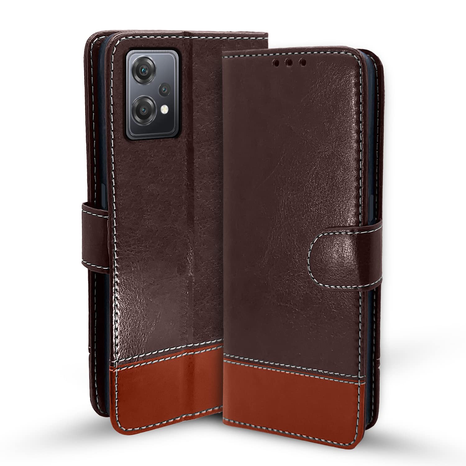 OnePlus Nord CE 2 Lite 5G wallet flip cover in coffee & brown by Pikkme