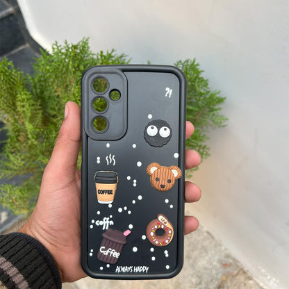 Pikkme Samsung Galaxy A16 5G Cute Fun Cartoon 3D Bear Coffee Back Cover (Black)