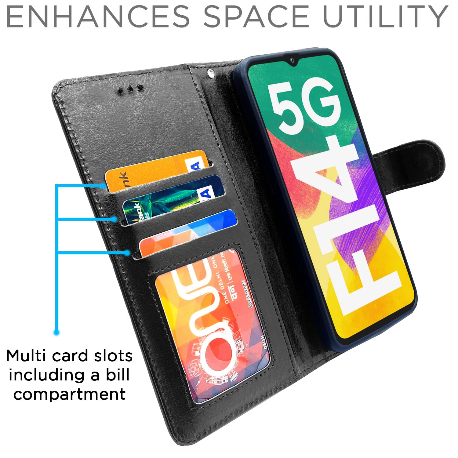Samsung F14 5G mobile flip cover in black by Pikkme – photo 3