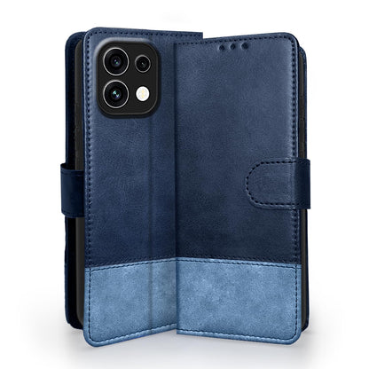 Navy & light blue Magnetic flip cover for Oppo Reno 16c 5G – Pikkme