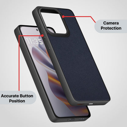 Pikkme Moto Edge 50 Neo 5G Indian Leather Back Cover (Blue)