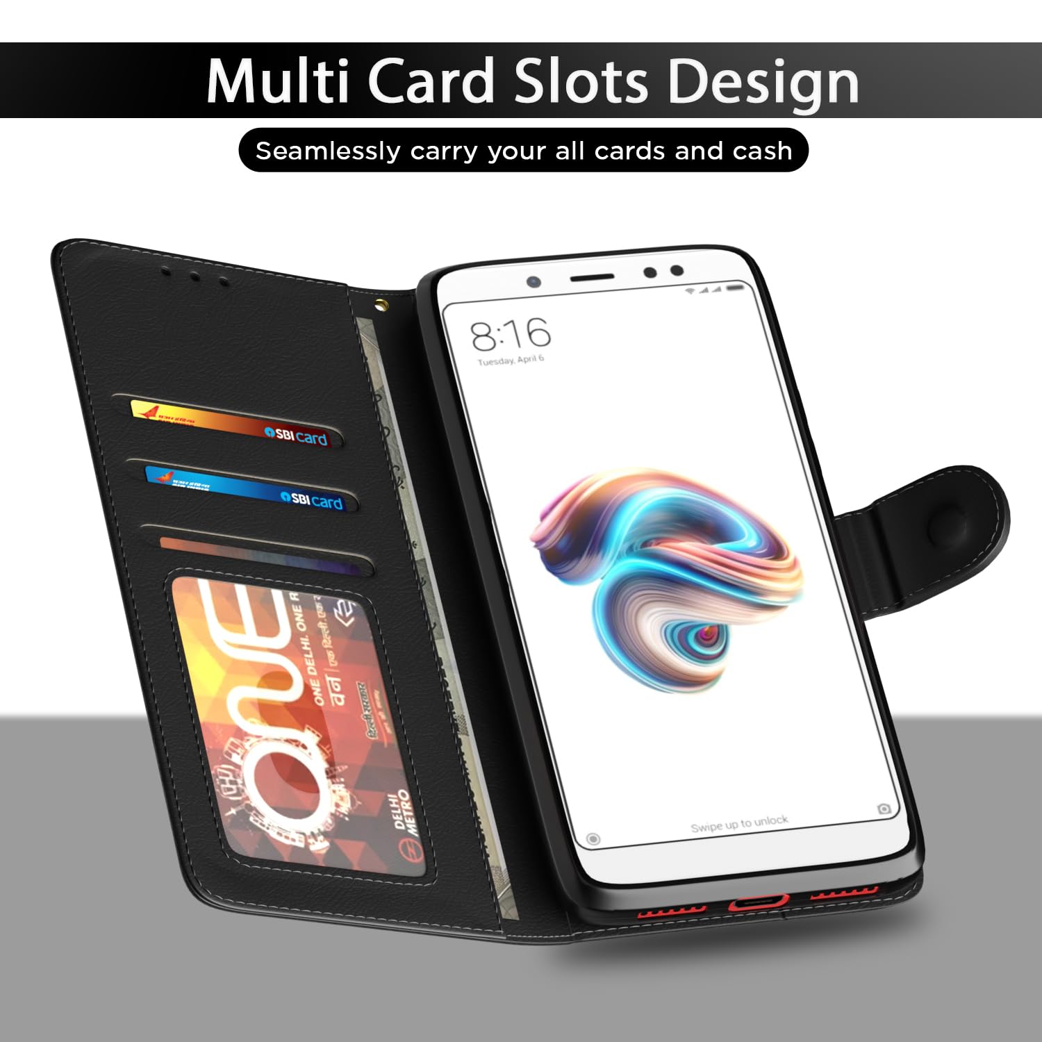 Pikkme Redmi Note 5 Wallet black wallet flip cover – photo 5