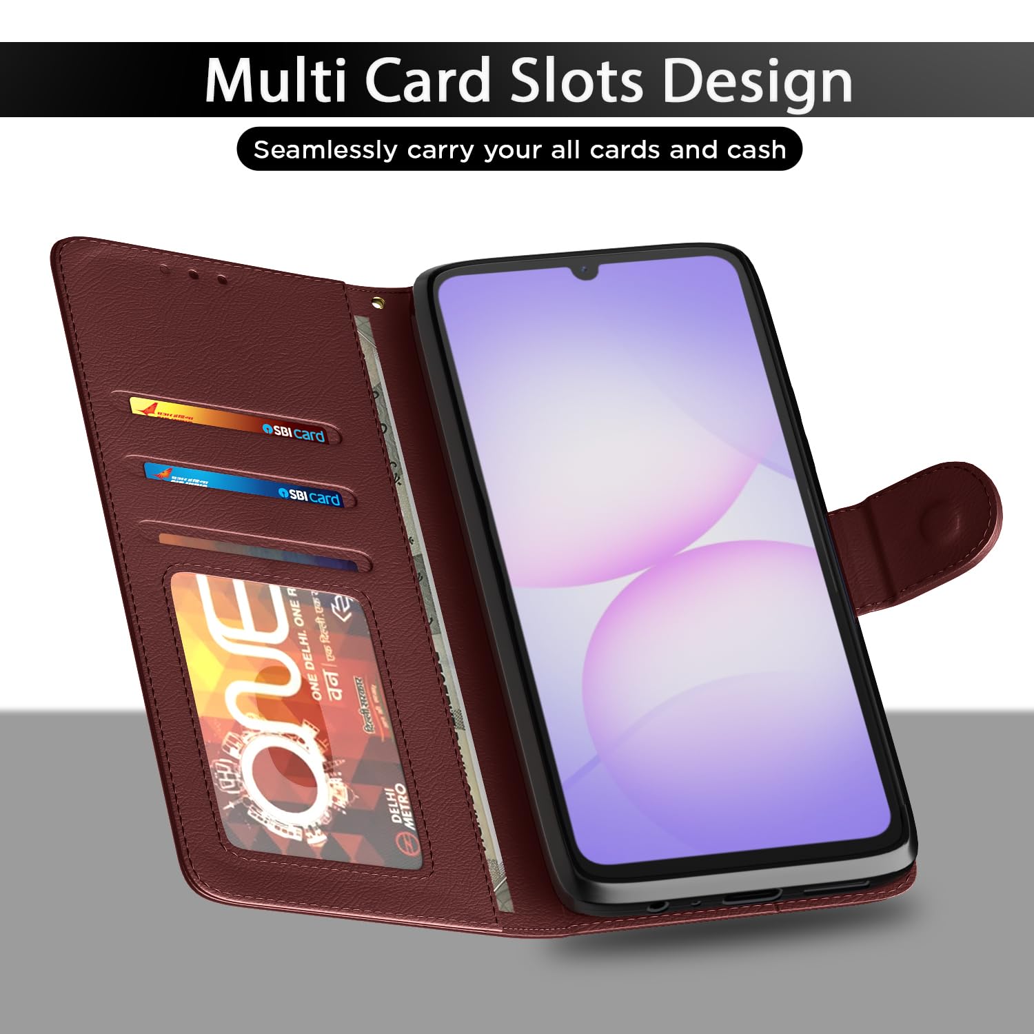 Pikkme Samsung F70e 5G/M07/M17e/F07/A07/A07 5G Wallet brown mobile flip cover – photo 5
