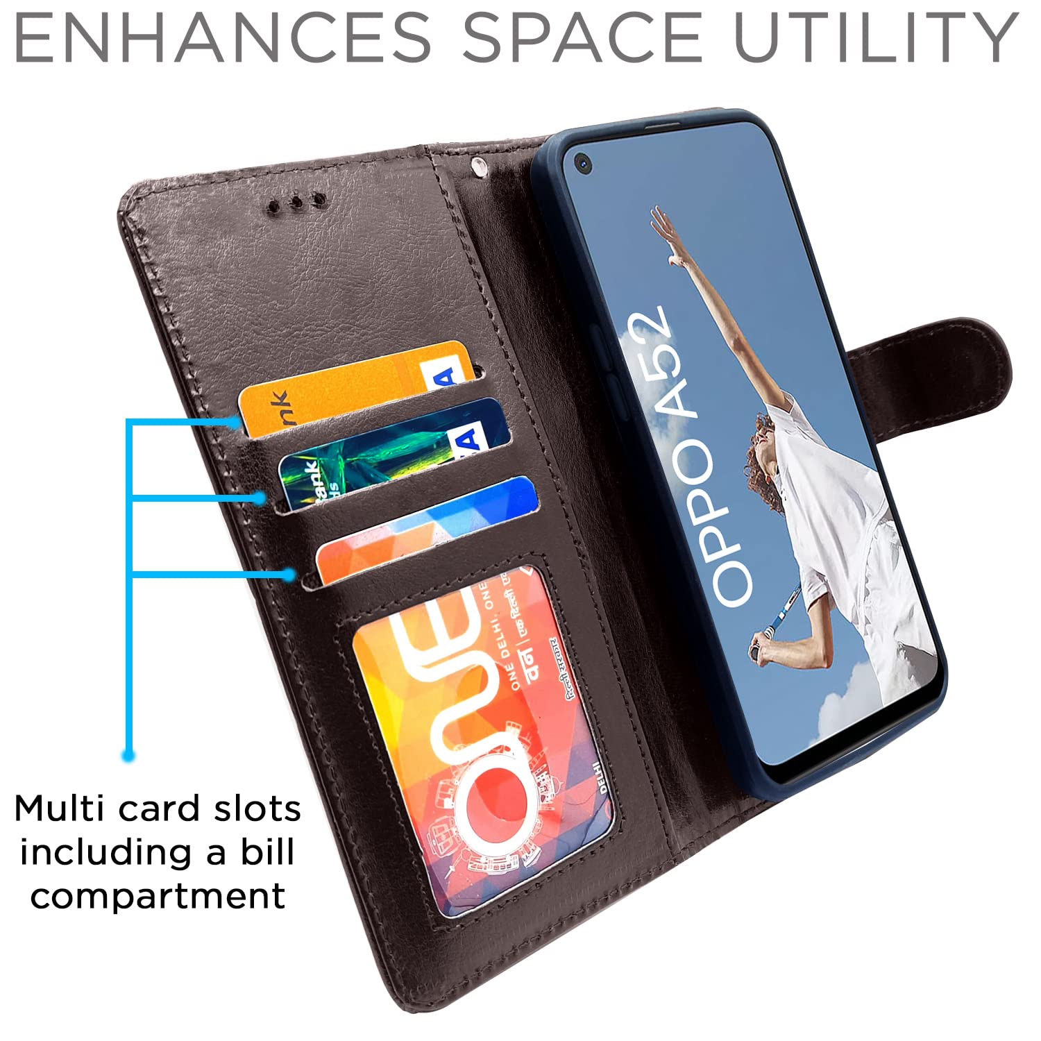 Coffee wallet flip cover for Oppo A52 – Pikkme – photo 3