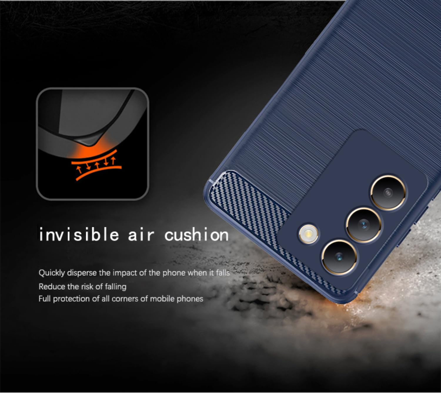 Pikkme Vivo T3 5G / Vivo Y200e 5G Hybrid Carbon Fiber Back Cover | Blue