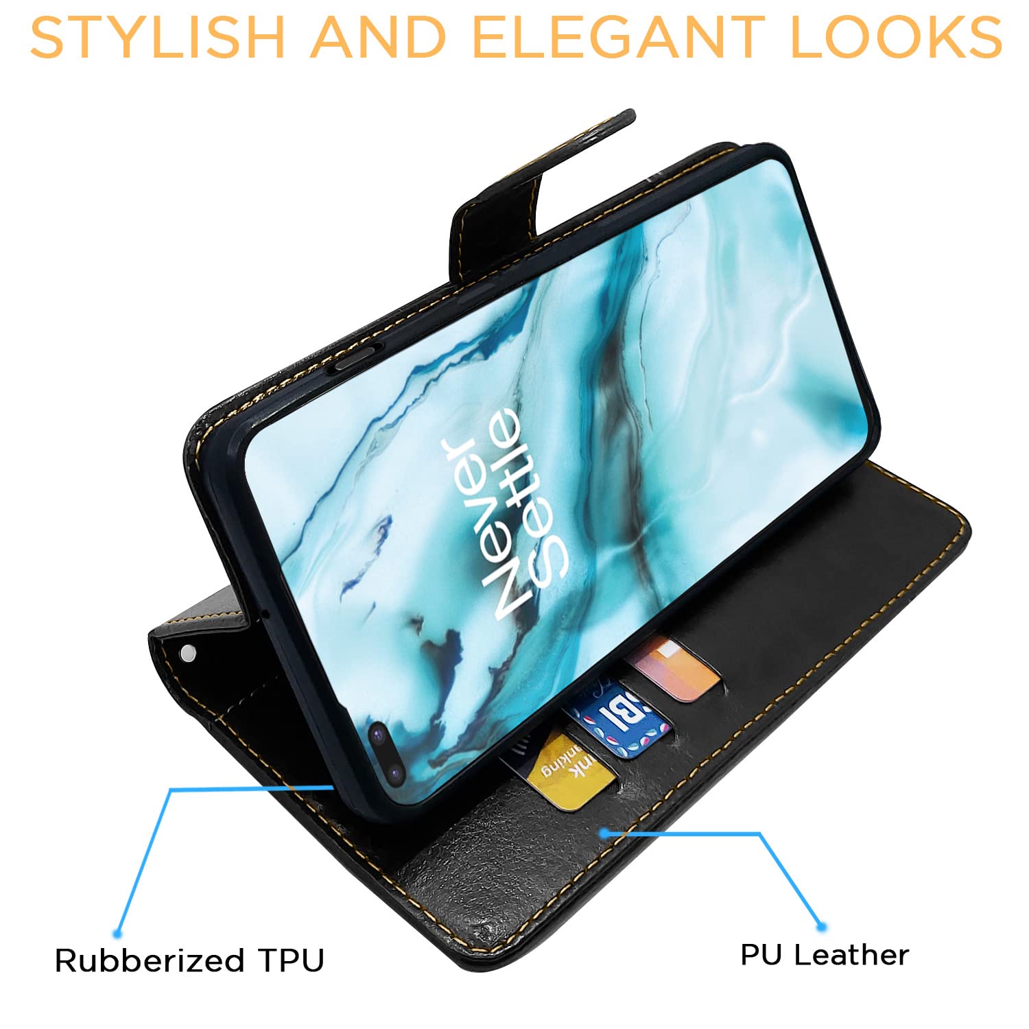 Pikkme OnePlus Nord (2020) black & brown mobile flip cover – photo 5