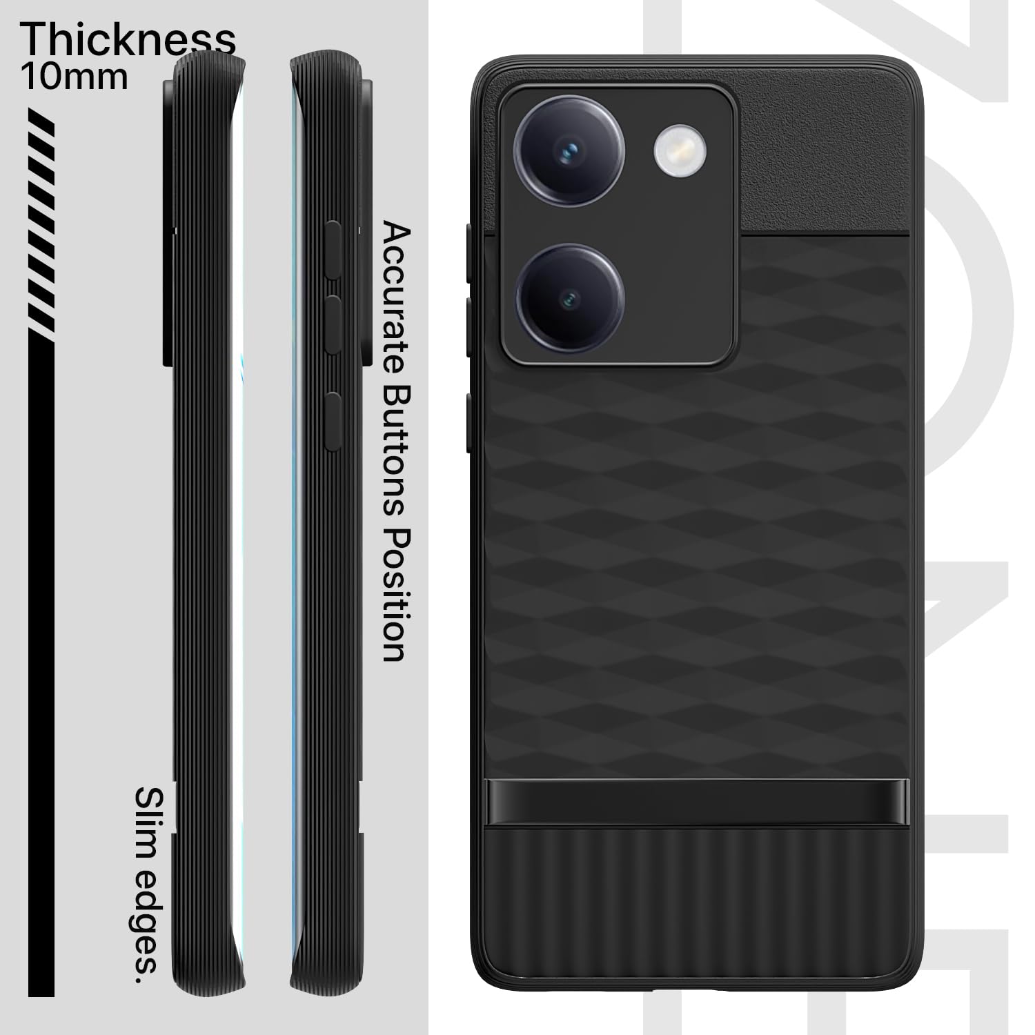 Pikkme Vivo Y300 Plus 5G Shockproof Soft Flexible  Gencase Back Cover (Black)