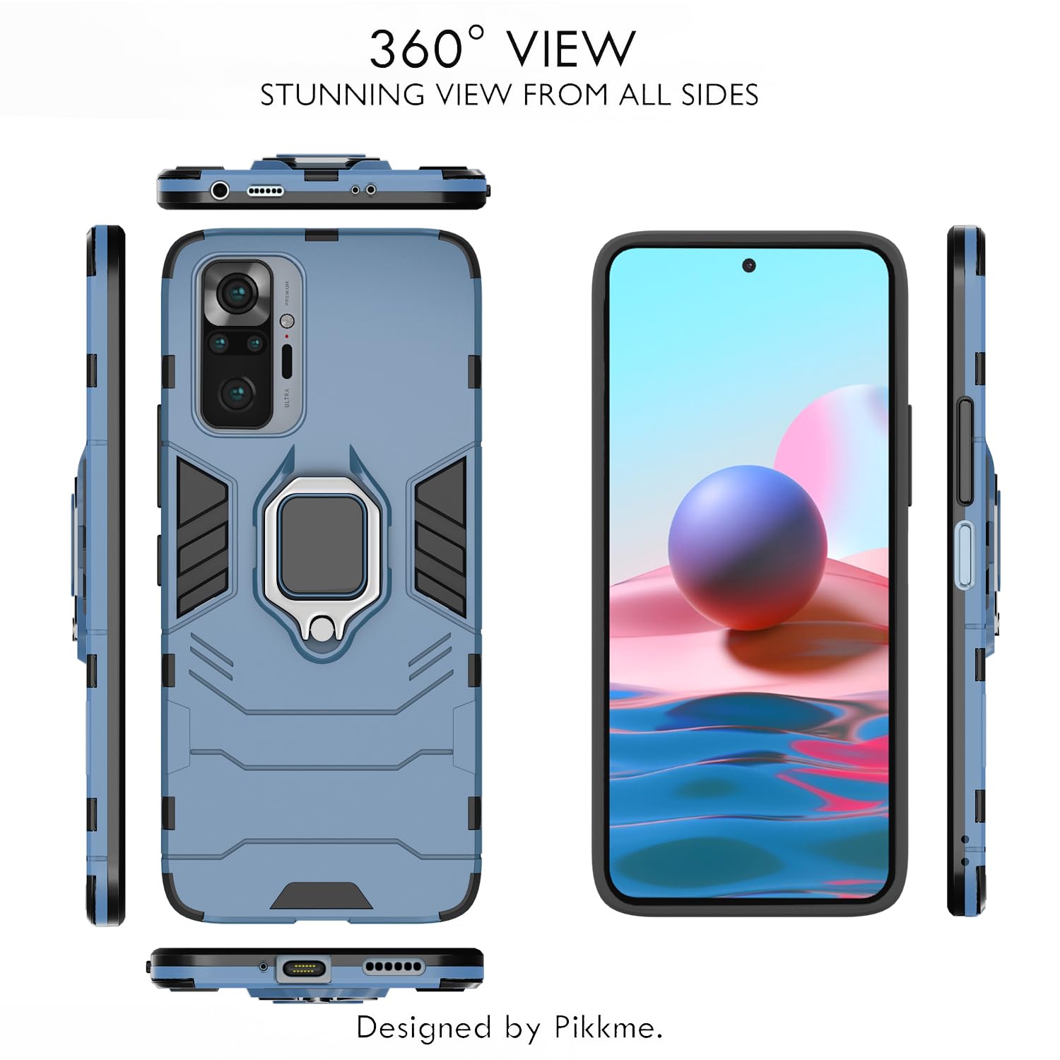 Pikkme Redmi Note 10 Pro/Note 10 Pro Max D5 Tough Armor Back Cover | Blue