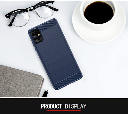 Pikkme Samsung Galaxy M51 Hybrid Carbon Fiber Back Cover | Blue