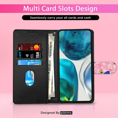 Pikkme pink flower wallet flip cover for Moto G52/G82 5G – photo 3