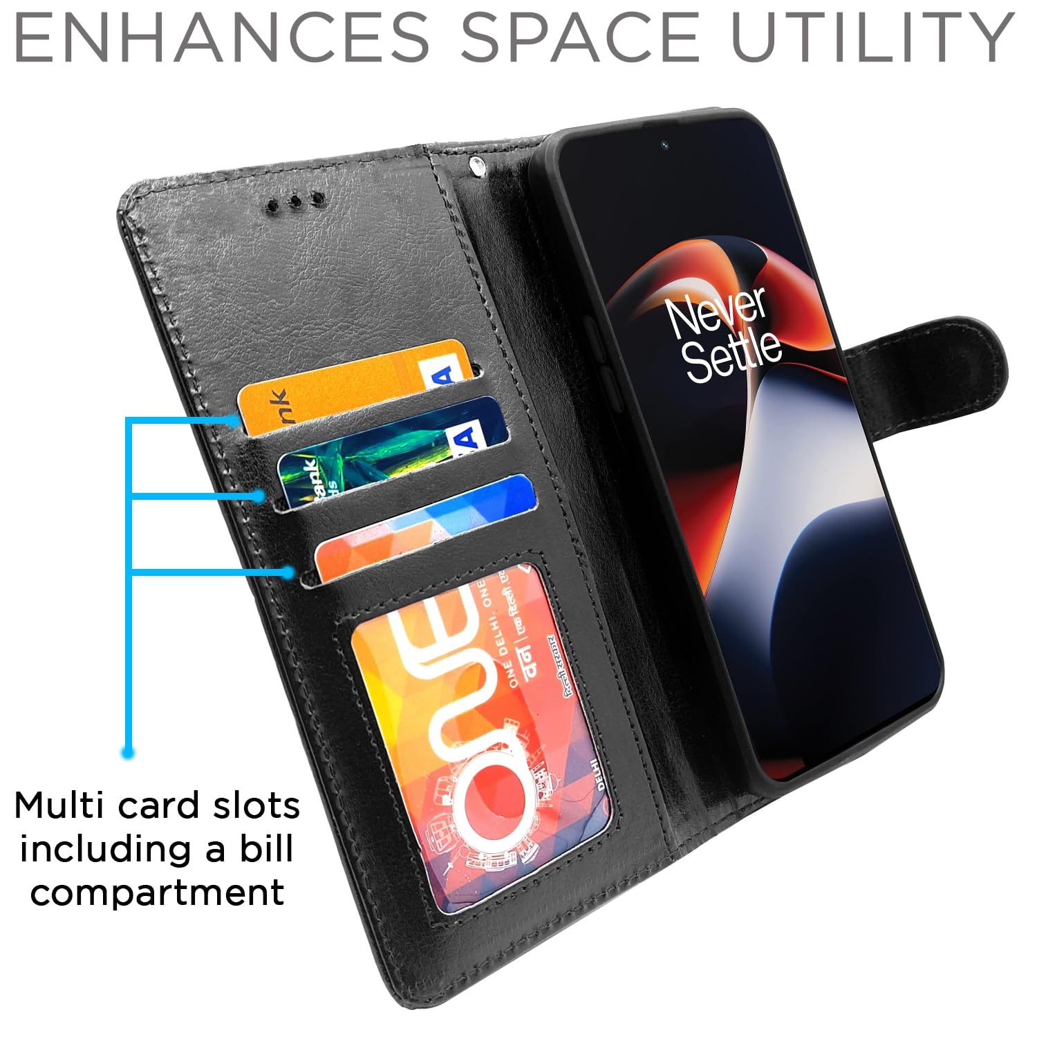 Pikkme OnePlus 11R 5G Vintage Flip Cover (Black)