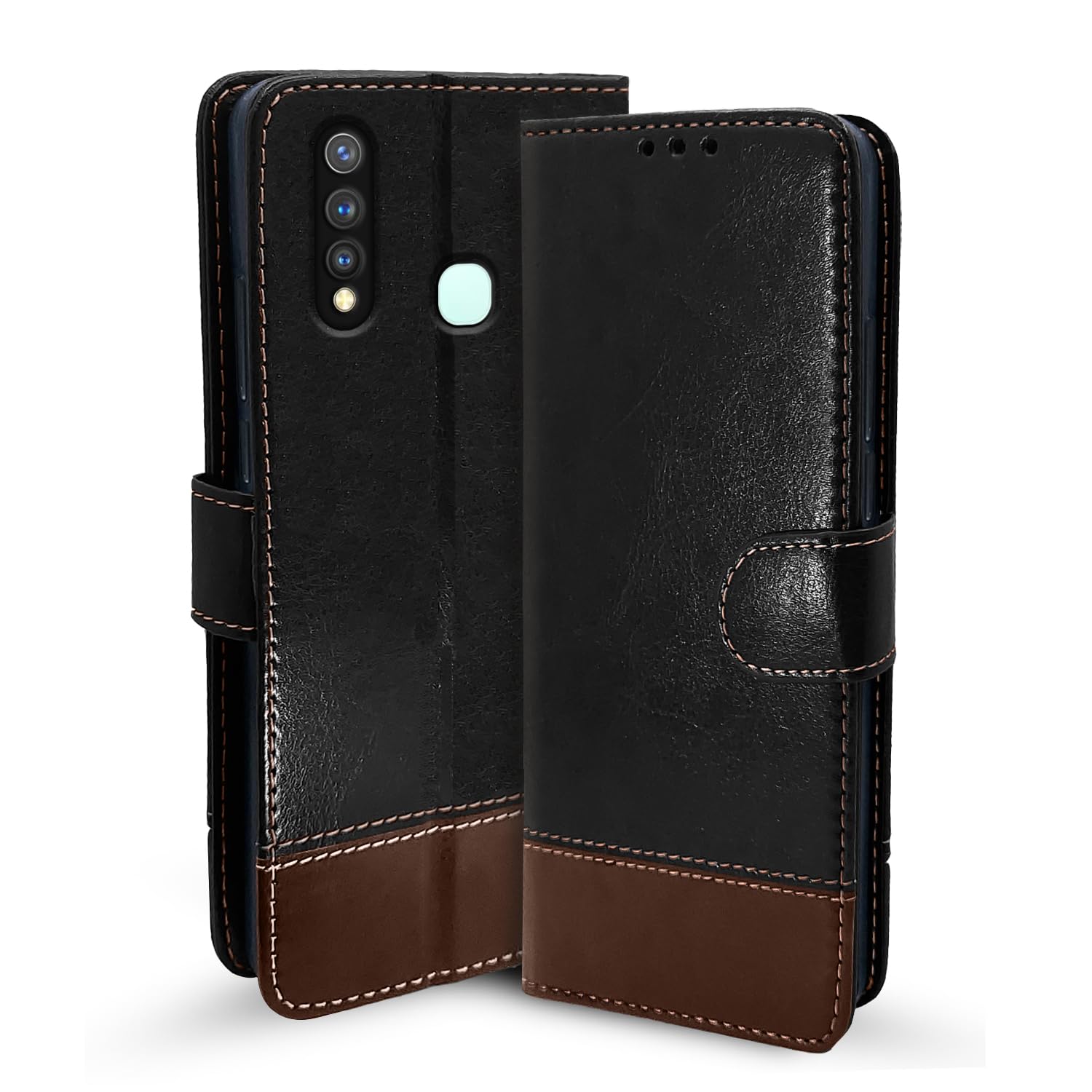 Black & brown Magnetic flip case for Vivo U20/Y19 – Pikkme