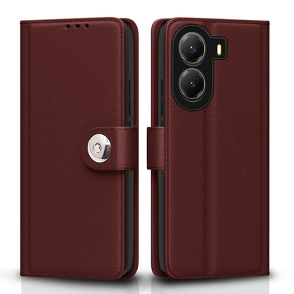 POCO X7 Pro 5G Button flip cover in brown by Pikkme