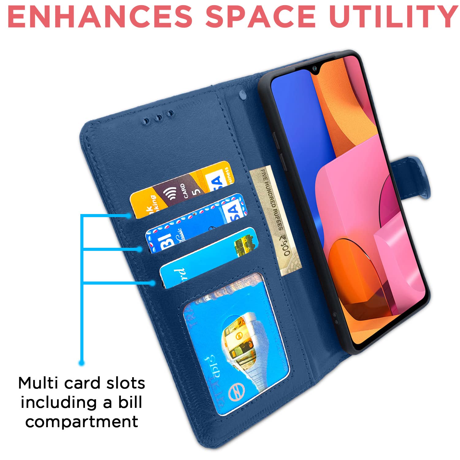 Pikkme  Samsung Galaxy A20s Vintage  Flip Cover  (Blue)