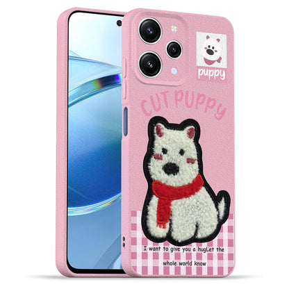 Redmi 12 4G Plush Patch back cover in pink by Pikkme
