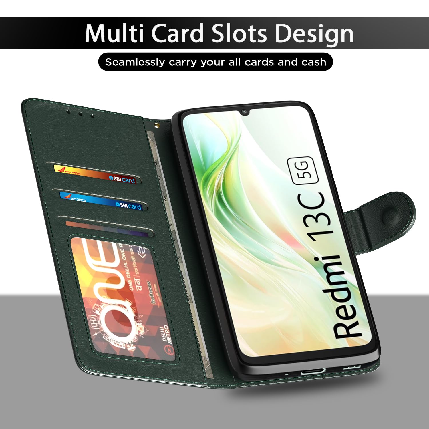 Pikkme green flip cover for Redmi 13C 5G – photo 5