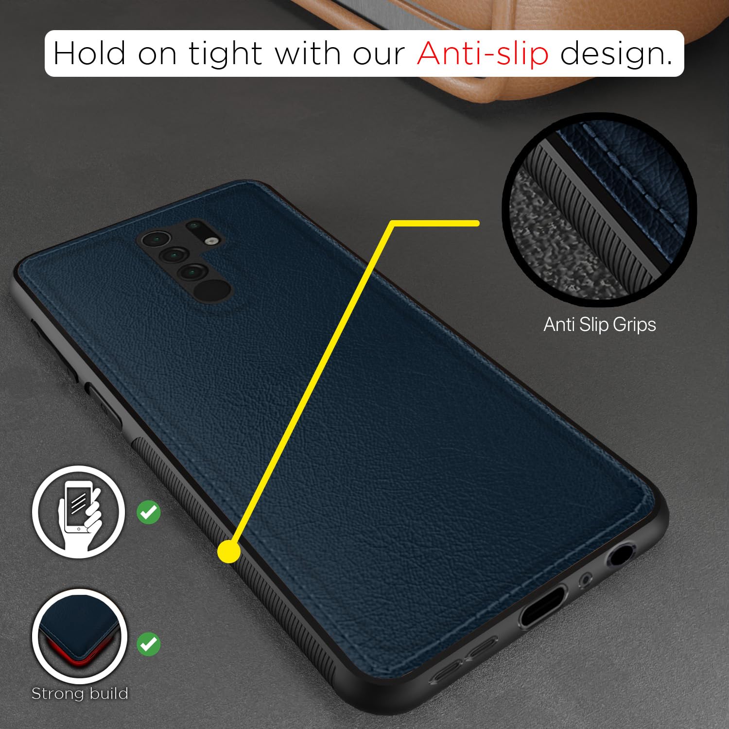 Redmi 9 Prime/Poco M2 Leather phone cover in blue by Pikkme – photo 2