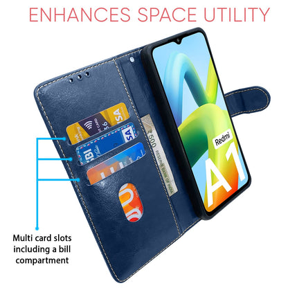 Pikkme blue & brown Magnetic mobile flip cover for Redmi A1/A2 – photo 3