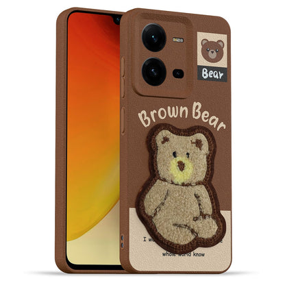 Vivo V25 5G Plush Patch back cover in brown by Pikkme
