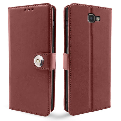 Pikkme Samsung J7 Prime Wallet button brown flip cover