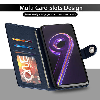 Realme 9 Pro Button wallet flip cover in blue by Pikkme – photo 5