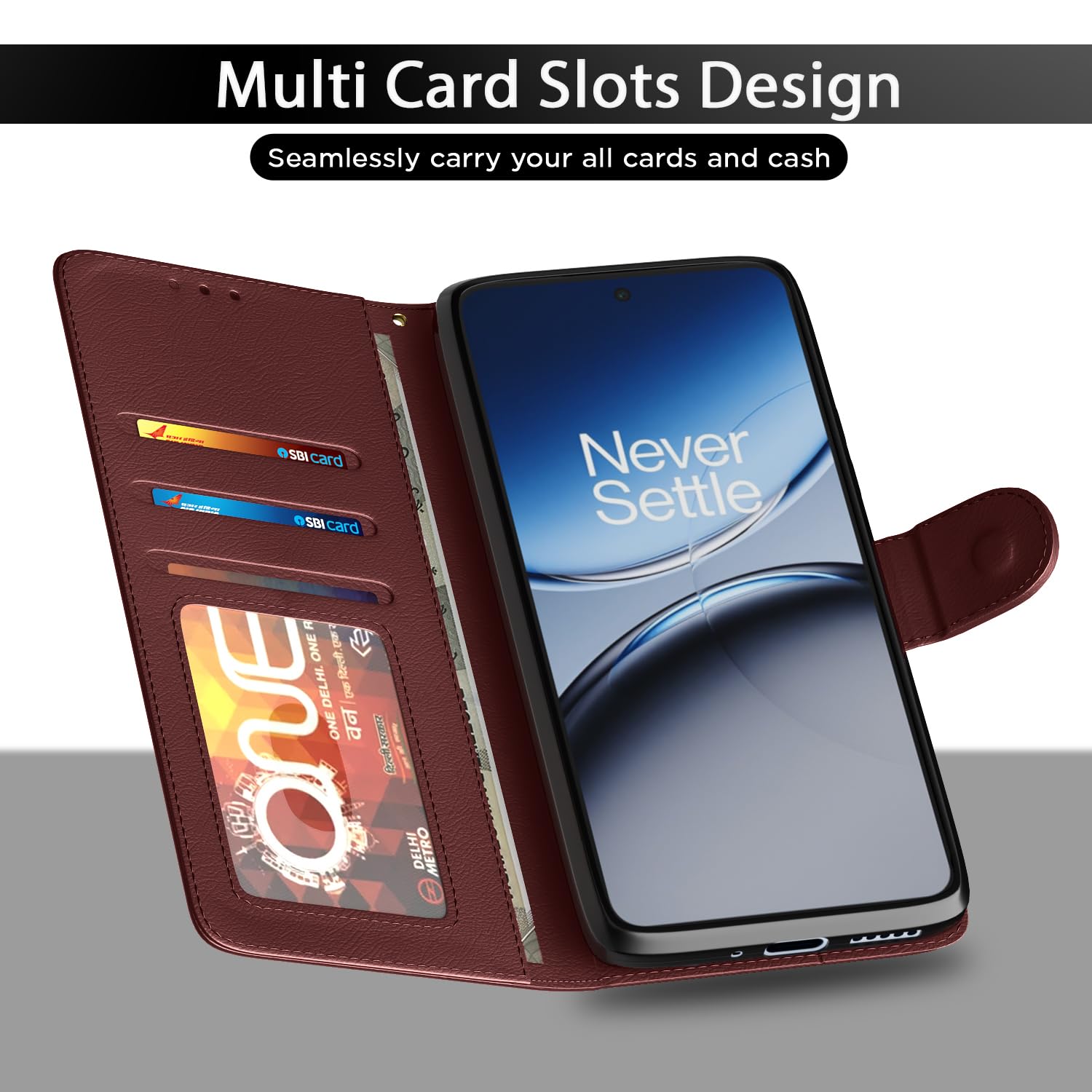 Brown flip cover for OnePlus Nord 5 5G – Pikkme – photo 5