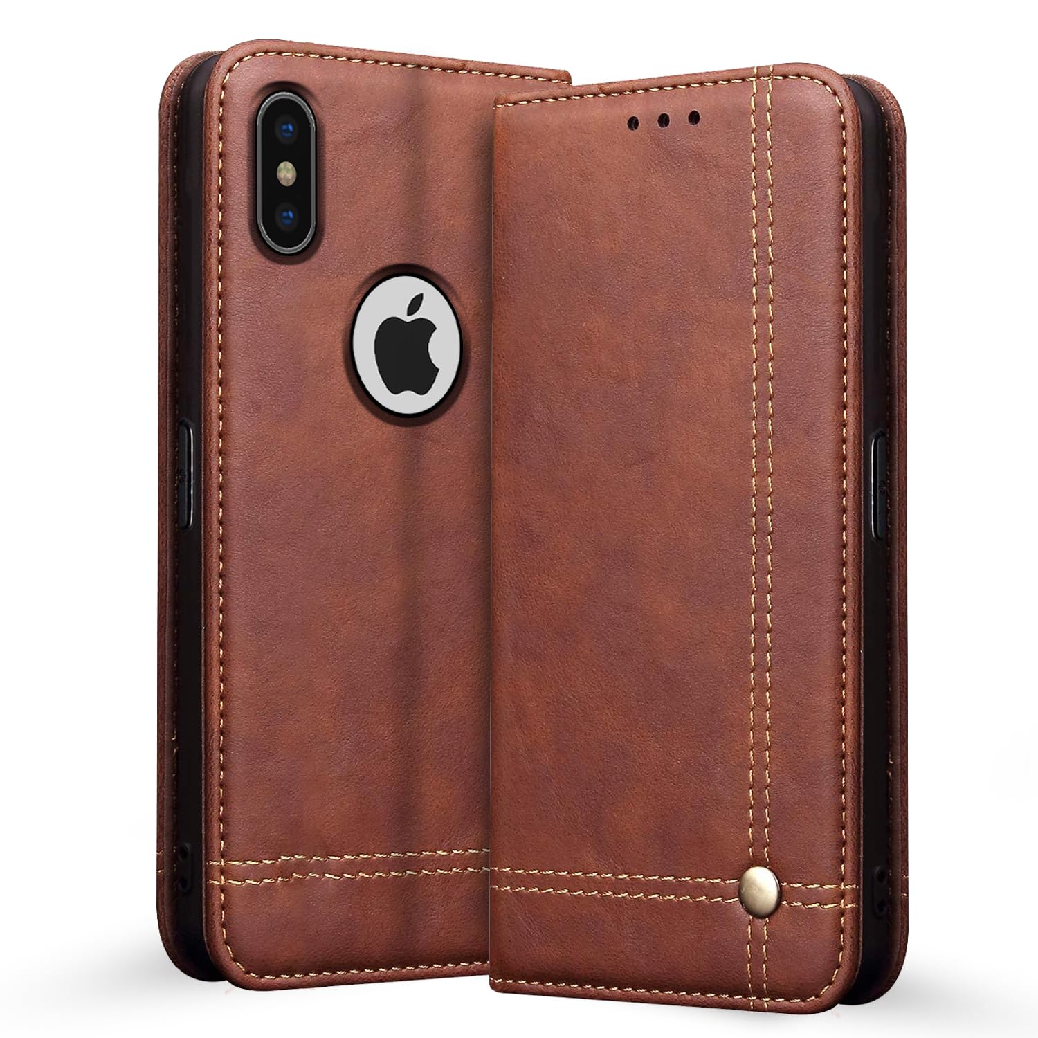 Pikkme iPhone X/XS brown flip cover