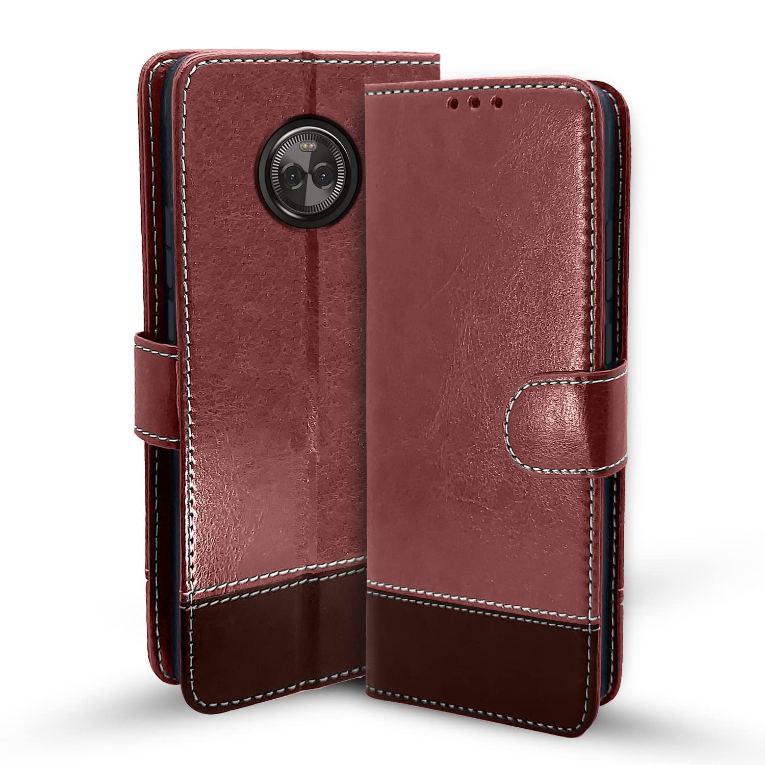 Moto X4 wallet flip cover in brown & coffee by Pikkme