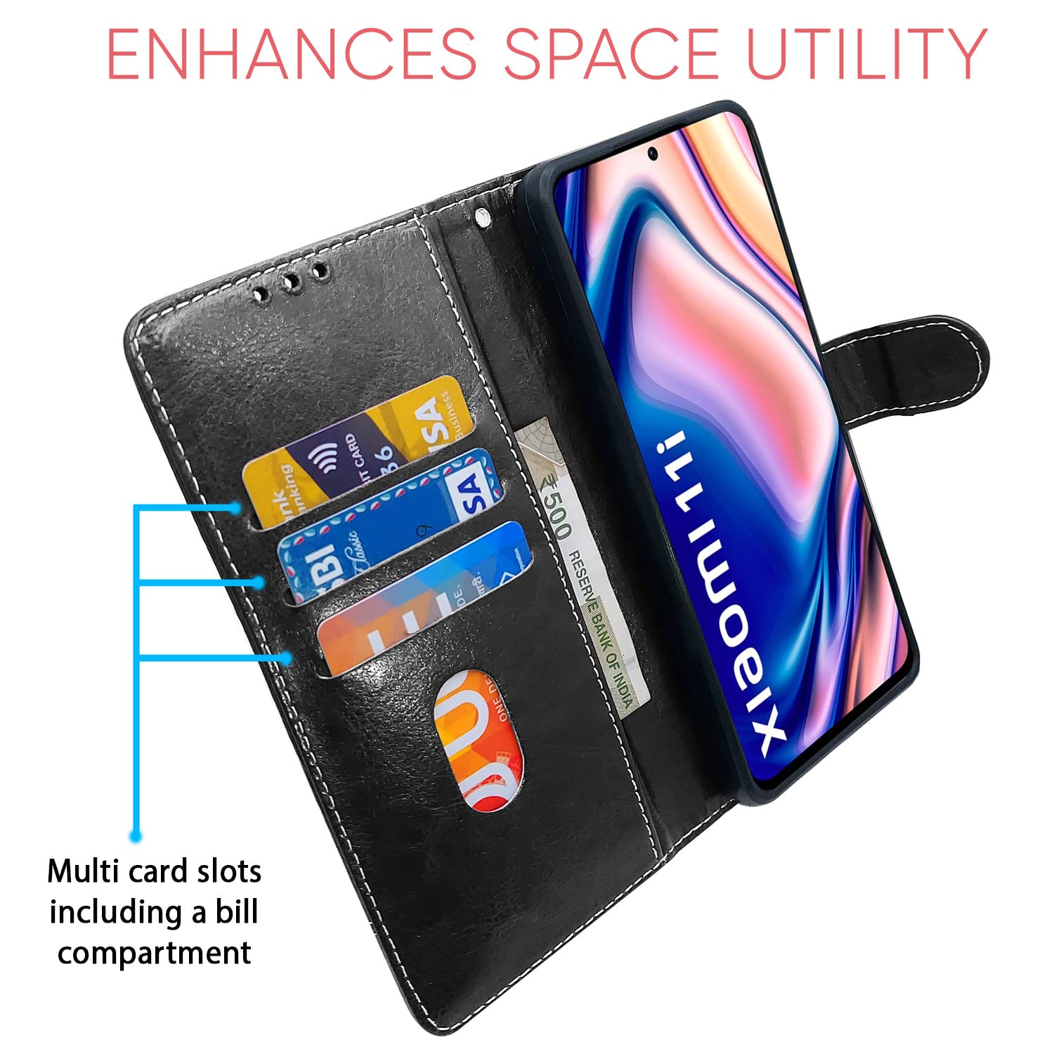 Mi 11i 5G/11i wallet flip cover in black & brown by Pikkme – photo 3