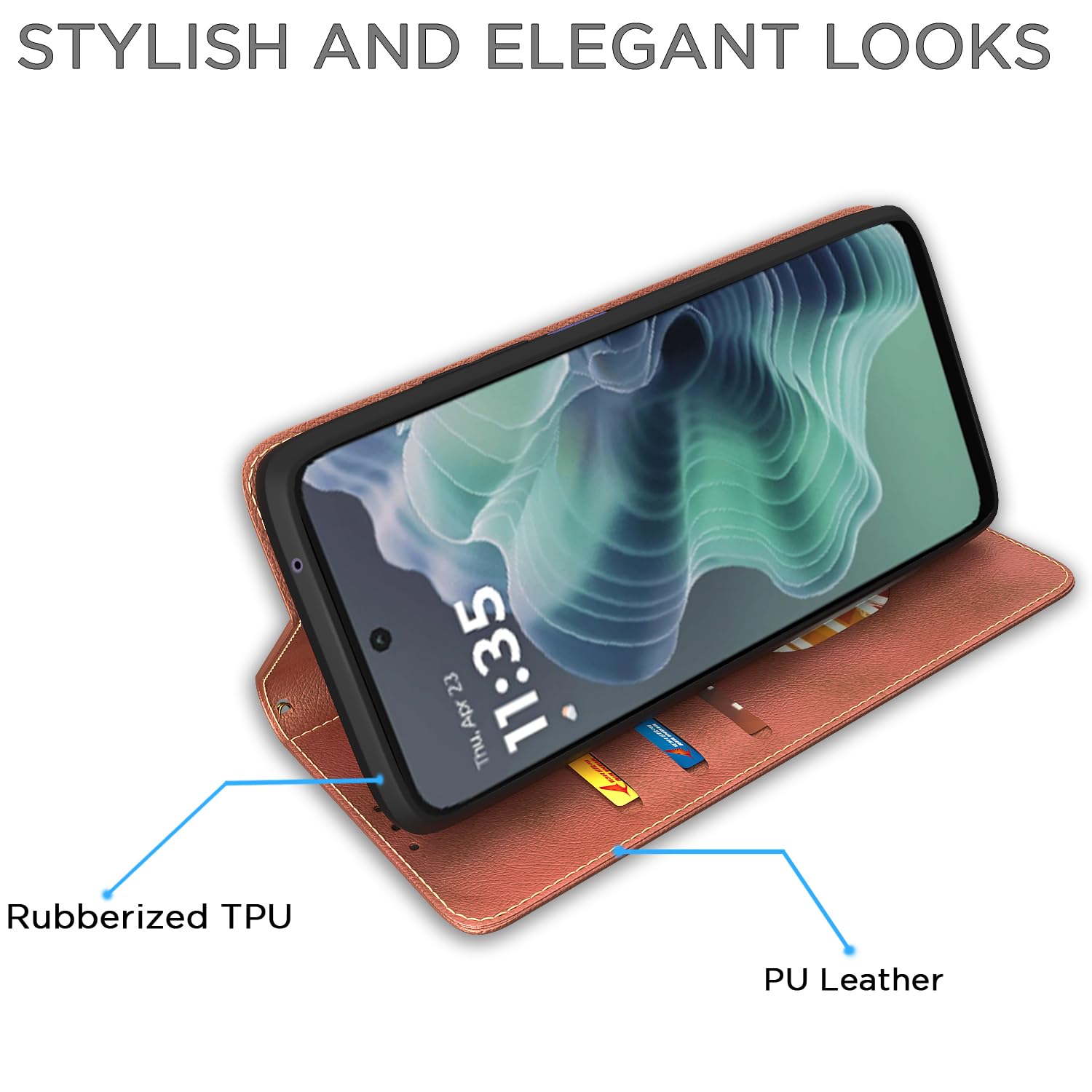 Pikkme brown Magnetic mobile flip cover for Moto G35 5G – photo 5