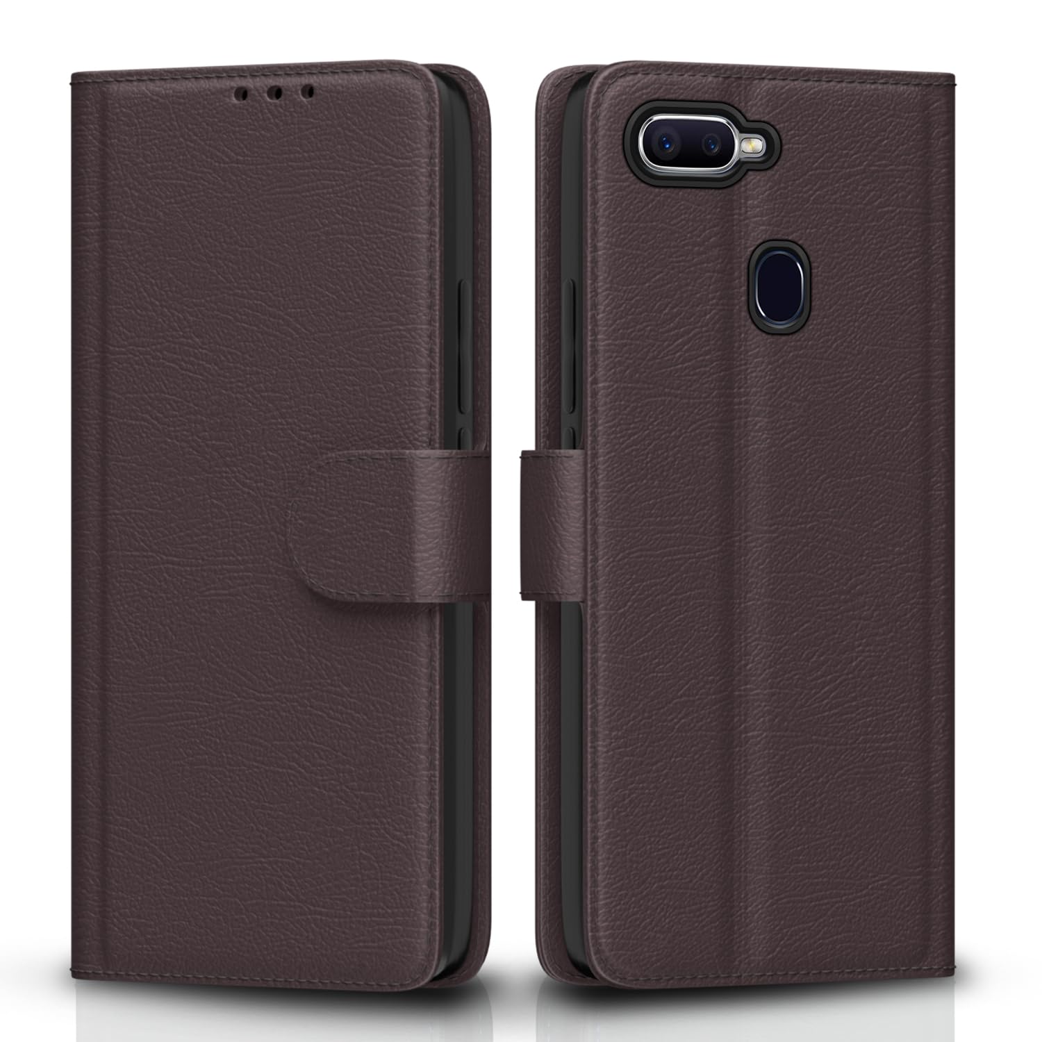 Pikkme coffee Wallet wallet flip cover for Oppo F9/F9 Pro/A5/A5s/A7/A11k/A12/Realme 2/2 Pro/Realme U1